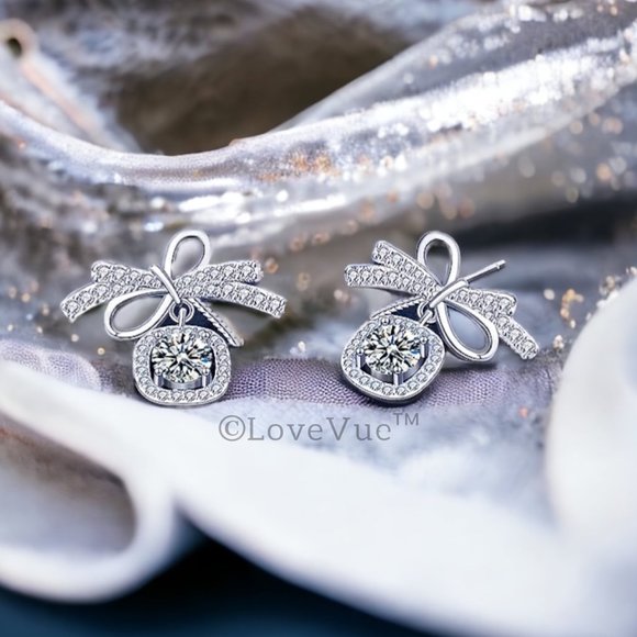 Certified 1ct. t.w. Diamond Bow Knot Stud Earrings VVS1 GRA Certified - Picture 5 of 16